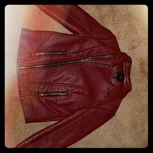 Maroon pleather jacket w/ pockets